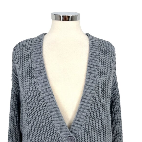 Le Lis V-Neck Knit Button-up Cardigan Sweater Blue Gray Size Small - Picture 2 of 12